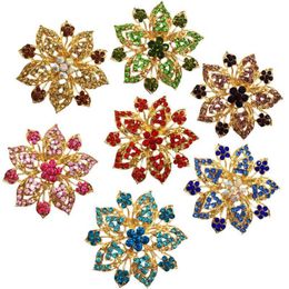 Pins, Brooches Fashion Reinstone Lady Flower Brooch 70mm Large Crystal Corsage For Women