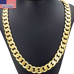 Davieslee Mens Necklace Curb Cuban Chain Gold Filled Jewellery Party Daily Wear 12mm DLGN270 X0509