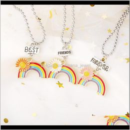& Pendants Jewelryfashion Daisy Rainbow Necklace Enamel Cartoon Kids Good Friends Forever Pendant Necklaces Jewellery Gift Drop Delivery 2021