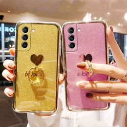 Mobile Phone Cases With Love, Soft Cover, Ring Bracket, Suitable For Samsung S21, S20, S10, S9, S8 Plus, A51, A71, A21, A50, Note 20