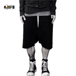 Highstreet Summer Mens Drop Crotch Shorts Baggy Loose Drawstring Hip Hop Black Urban Clothes Joggers Harem Pants For Male 210720