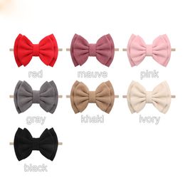 6" Cashmere Hair Bows Nylon Headband Baby Girls Hair Bow Headband Newborn Fabric Bow Elastic Headbands Kid Headwear