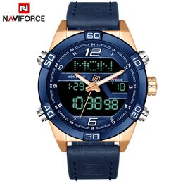 NAVIFORCE Top Brand Men Military Sport Watches Men's Waterproof Quartz Wrist Watch Male Leather Date Clock Relogio Masculino 210517