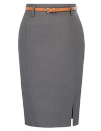 Skirts Women Elastic Solid Color Front Split Back Zipper Hips-wrapped Pencil Skirt