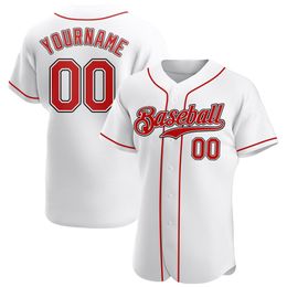 Custom White Red-Black-021012 Authentic Baseball Jersey