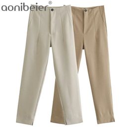 Women's Pants High Waist Trousers Office Formal Ladies Workwear Solid Skinny Pant Casual Spring Khaki Slim suit 210604