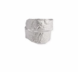 -Original Design Retro Alt Ring Handhammer Blechfolie Muster Einfache Persönlichkeit 925 Silber Öffnung Einstellbar All-Match-Schmuck
