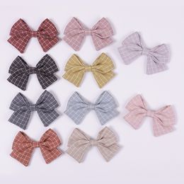 Handtied Fabric Bow Headbands Hair Clips, Plaid Hair Bow Clips, Baby Girls Hair Accessories