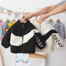 Black and White Toddler Kids Wool Coats Winter Cashmere Thick Jackets Baby Girls Boys Clothing MD20347 211204