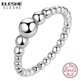 ELESHE Original 925 Sterling Silver Rings For Women Wedding Stackable Round Ball Beaded Finger Rings Female Authentic Jewelry X0715