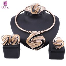 Exquisite Dubai Gold Jewellery Set Nigerian Wedding Woman Accessories African Beads Costumer Statement Jewellery Set H1022