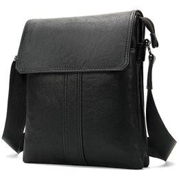 Shoulder Bag Leather Men's Genuine Leather Black Men's Designer Leather Crossbody Messenger Handbags