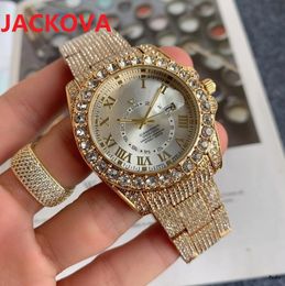 fashion casual big diamonds roman watch three needle function quartz automatic stainless steel men's waterproof wristwatch