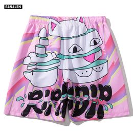 summer basketball shorts pink cartoon graphic beach pants men hip hop Harajuku vintage dancing women Bermuda fashion 210714