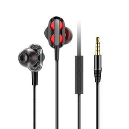 Wired Earphones 4 Dynamics Speakers Transparent Shell In-ear Sport Running Music Bass Stereo Earbuds Headset Mic Volume Control Headphone