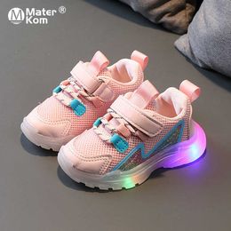 Size 21-30 Baby Casual Shoes With LED lights Children Breathable Luminous Sneakers For Kids Boys Girls Glowing Led Toddler Shoes G1025