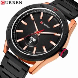 Watch Men CURREN Top Luxury Brand Stainless Steel Mens Watches Waterproof Quartz Men Wrist Watch Male Clock Relogio Masculino 210517