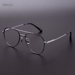 Fashion Sunglasses Frames Double Nose Pure Titanium Eyeglasses Frame For Myopia Glasses Plain Mirror Optical Clear Lens