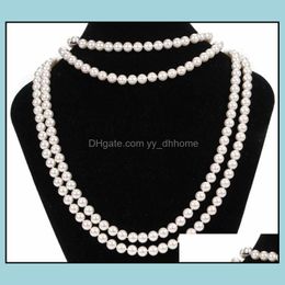 Beaded Necklaces & Pendants Jewellery 9-10Mm White Natural Pearl Necklace 48Inch Womens Gift Bridal Drop Delivery 2021 Ae0Cj