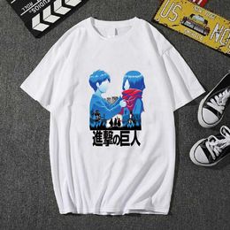 Anime T-shirt Attack on Titan Short Sleeve Round Neck Hip Hop Uniex Cloth Y0809