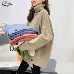 Winter Solid Turtleneck Pullover Jumper Knitted Sweater Women Casual Plus Size Loose Ladies Clothing 11854 210508