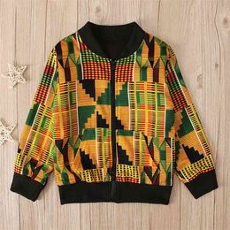 European And American Boys Girls Clothing African Boho Style Printed Shirt Zipper Jacket Children'S 210528