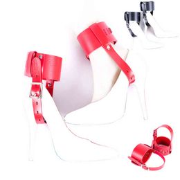 NXY SM bondage Sm bondage camaTech Leather High Heels Locking Belt Ankle Cuff Female High-Heeled Shoes Positioning Bandage Bondage Restraints Kit Sex Toys 1126 1126