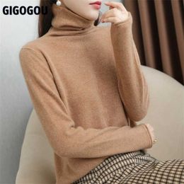 GIGOGOU Pile Collar Wool Women's Turtleneck Sweaters Korean Fashion Long Sleeve Pullovers Top Soft Female Jumper Ladies 211018