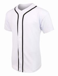 7657562 Blank Custom Baseball Jersey Men Women Size S-3XL White Button Down Pullover