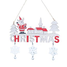 Christmas Oranments Wooden Door Hanging Pendants Wall Xmas Decor Happy New Year Party Supplies 3 Designs BT6719
