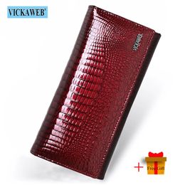 free money gifts Canada - Free Gift Genuine Leather Women's Wallets Long Ladies Double Zipper Wallet Clutch Money Bag Design Purse Fashion Purses VK-AE501 220301