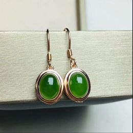 Natural Green Jade Earrings for Women 925 Sterling Silver Jewellery Design Fashion Unique Simpler Drop Shaped