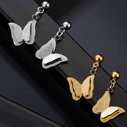 3D Butterfly earrings allergy free Stainless Steel Charm stud ear rings for women fashion jewelry will and sandy