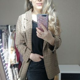 Spring Autumn Women's Blazers Sashes Jackets Notched Outerwear England Style OL Vintage Plaid Blazer Woollen Coat 210421