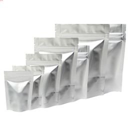 Various Sizes 4.5MIL Reclosable Stand Up Packaging Pouches Heavy-Duty Silver Aluminum Foil Zip Lock Food Storage Bag 100pcsgoods