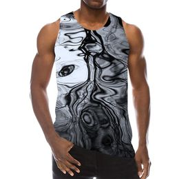 Men's Abstract Black Tank Top 3D Print Psychedelic Beach Texture Gym Sleeveless Pattern Tops Graphic Vest