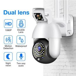 Dual Lens Outdoor 1080P PTZ IP Camera Security Wireless WIFI Surveillance Cam Night Vision IR Motion Detection CCTV Cameras