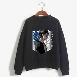 Attack on Titan Eren Sweatshirt Sportswear Autumn Clothes Sweatshirt Anime Style Unisex Sweatshirt Y211118