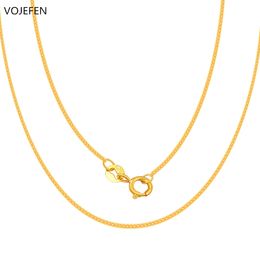 VOJEFEN AU750 18k Real Gold Link Necklace for Women , Wheat /Rope /Box Chain Choker Fine Jewellery Gift