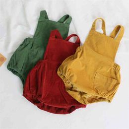 Toddler Spring Summer Overall Corduroy Fabric Baby Unsiex Boy and Girl Yellow Green Red Overalls Lovely Japan Korean 210619