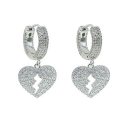 Hie Broken Heart Dangle Charm Hoop For Lady Geometric Hanging Earrings Female Big Modern Jewellery Oorbellen Accessories Bu8V6 Vncno