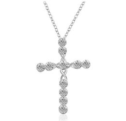 Beautiful design 925 Sterling Silver swiss CZ Diamond Cross Pendant Necklace Fashion Jewellery wedding gift free