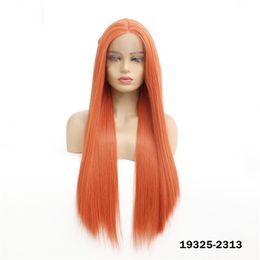 Straight Synthetic Lacefrontal Wig Simulation Human Hair Lace Front Wigs 12~26 inches Orange perruques de cheveux humains 19325-2313