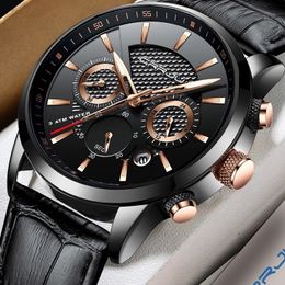 CRRJU Sports Watch for Men Top Brand Luxury Military Leather Wrist Watches Mens Clocks Fashion Chronograph Wristwatch 210517