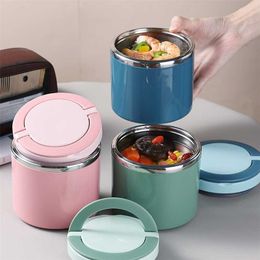 Breakfast Cup Soup Bowl Stainless Steel Portable Lunch Box Food Porridge Thermal Storage Container Sealed Bento Box With Handle 211108