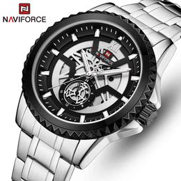 NAVIFORCE Mens Watches Top Brand Stainless Steel Sports Watch for Men Waterproof Quartz Clock Male Date Relogio Masculino 210517