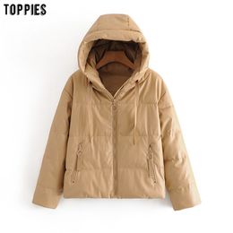winter parkas womens pu leather zipper jacket hooded coat thicker warm outwear 210421