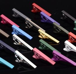 200pcs Colorful 4cm Necktie Pin Skinny Glossy Bar Clasp Slim Tie Clip Wedding Party Gift Men Jewelry Accessory