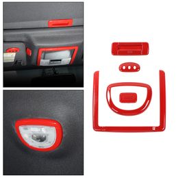 ABS Roof Read Light Trim Frame Skylight Handle Dcoration Cover For Ford F150 2009-2014 Red 5PCS