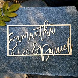 Custom Wedding Welcome Wooden Rectangle Name and Date Sign, Personalised Bride and Groom Names Wedding Date Decoration 210408
